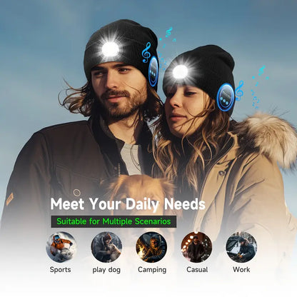 Gorro reproductor de música con linterna