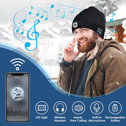 Gorro reproductor de música con linterna