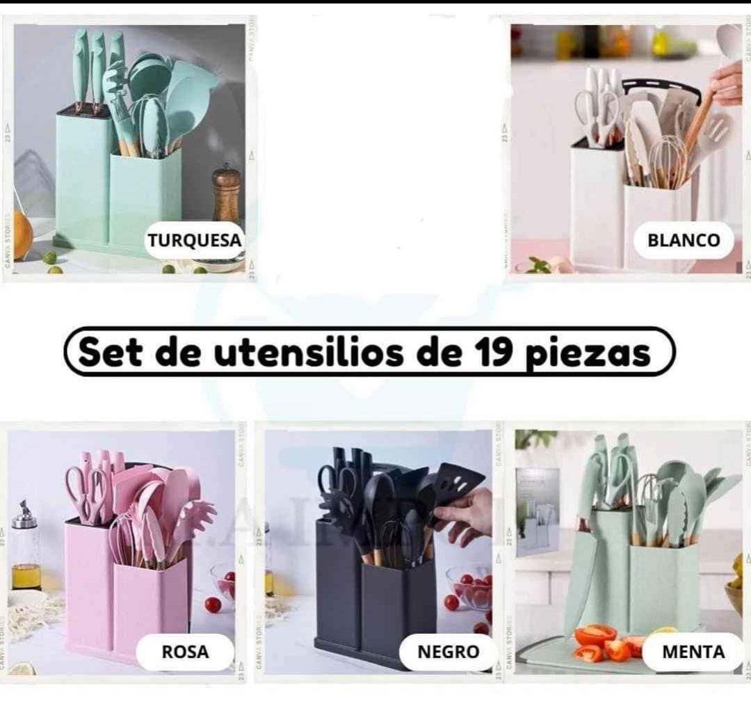 SET DE UTENSILIOS, CUCHILLOS Y TABLA 🥄✂️🔪