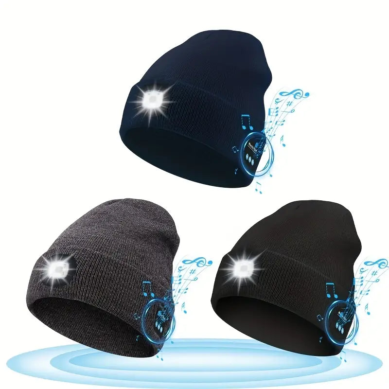 Gorro reproductor de música con linterna